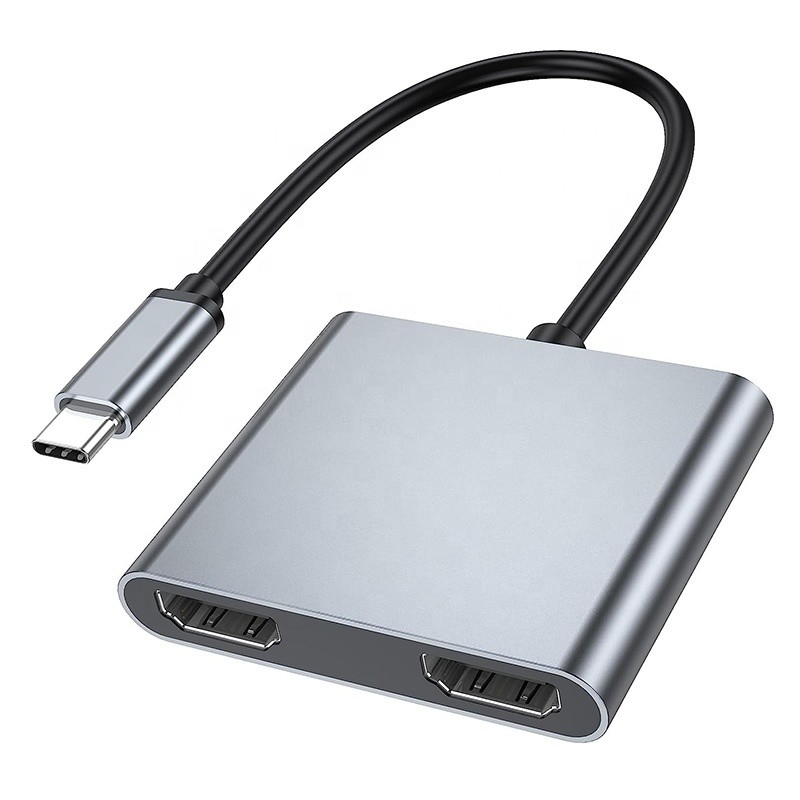 Loại C Đàn ông đến HDMI kép Đàn bà Thunderbolt 3 Cáp adapter đa màn hình USB-C 4K 30Hz