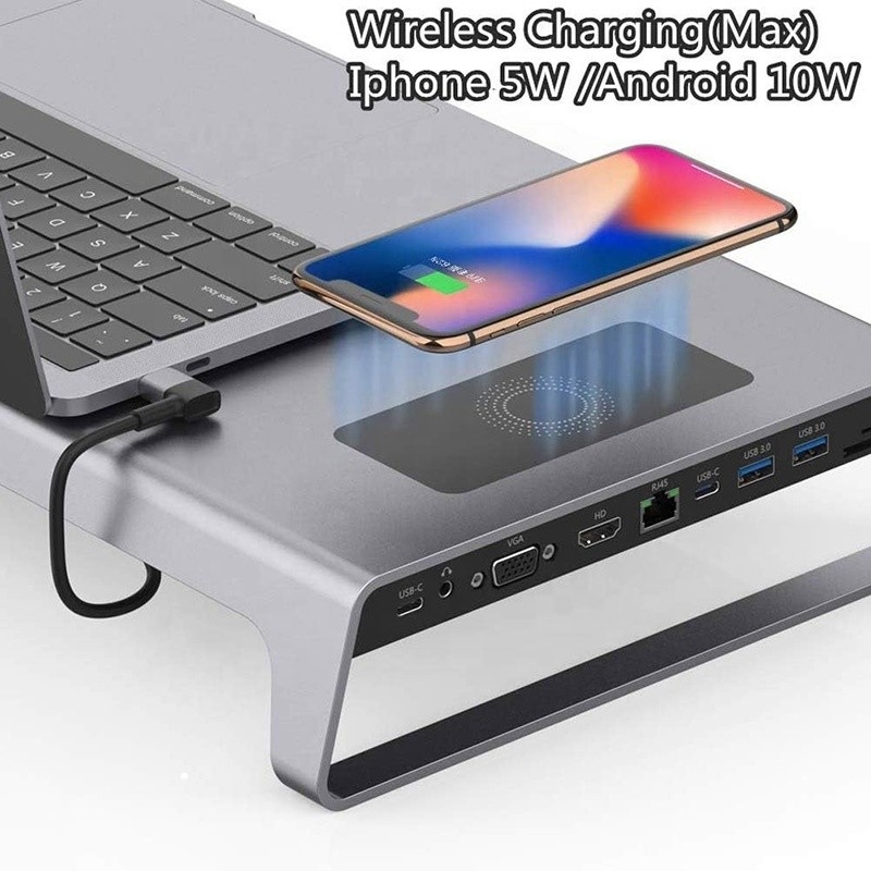 TYPE-C Nam 11 In 1 Hub Computer Laptop Docking Station Adapter với 1000Mbps RJ45 và USB-C PD
