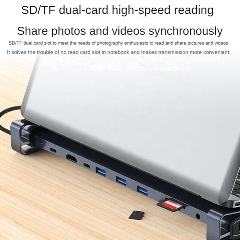 USB 3.1 Giao diện loại 10 trong 1 Hub loại C để truyền dữ liệu và sạc tốc độ cao