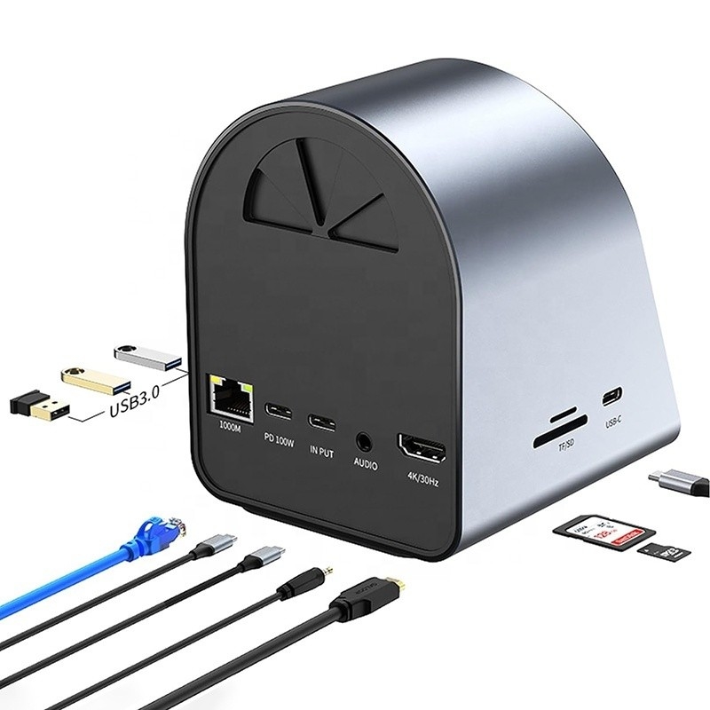 USB 3.1 10 In 1 Type-C Multiport Docking Station Hub với Gigabit Ethernet và 4K HD HDMI