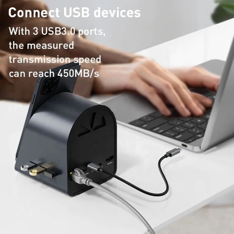 USB 3.1 10 In 1 Type-C Multiport Docking Station Hub với Gigabit Ethernet và 4K HD HDMI