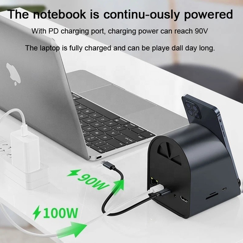 USB 3.1 10 In 1 Type-C Multiport Docking Station Hub với Gigabit Ethernet và 4K HD HDMI