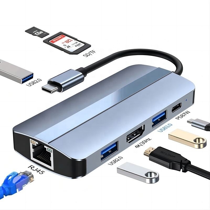 USB C Type C Hub Multiport Dock Station với chức năng mạng sạc chuyển video