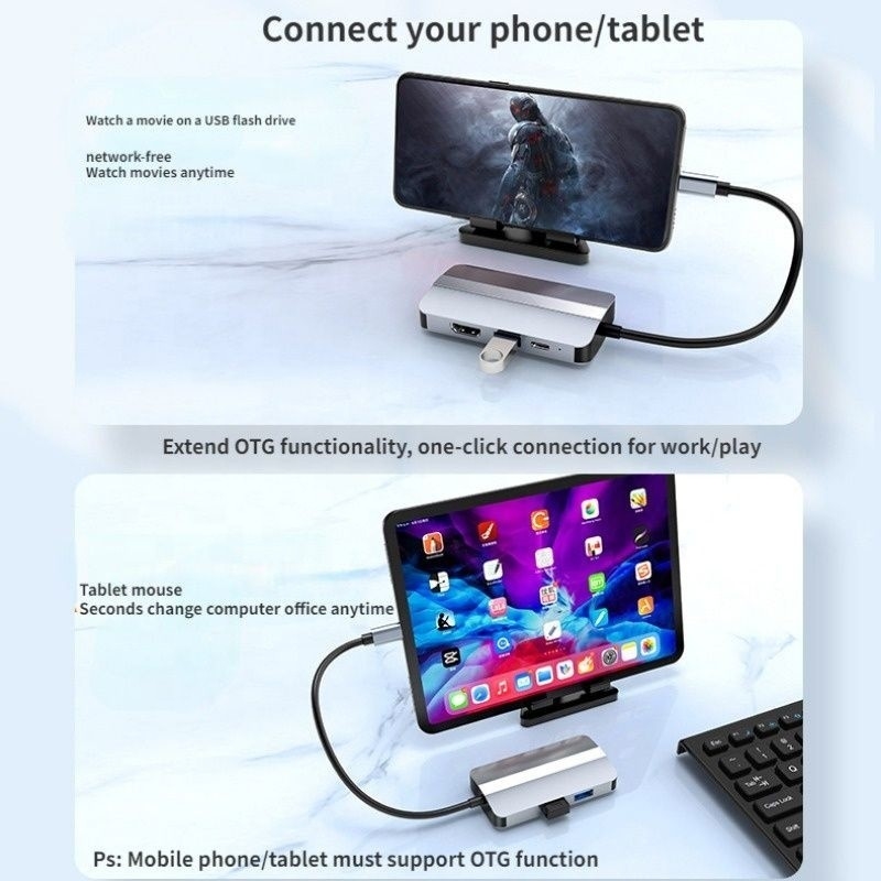 USB C Type C Hub Multiport Dock Station với chức năng mạng sạc chuyển video