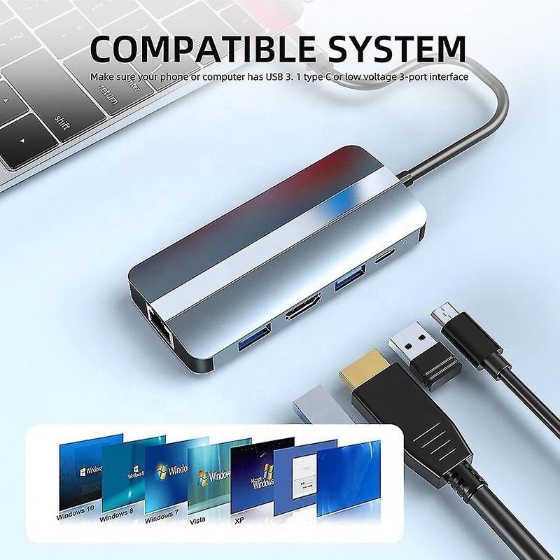 USB C Type C Hub Multiport Dock Station với chức năng mạng sạc chuyển video