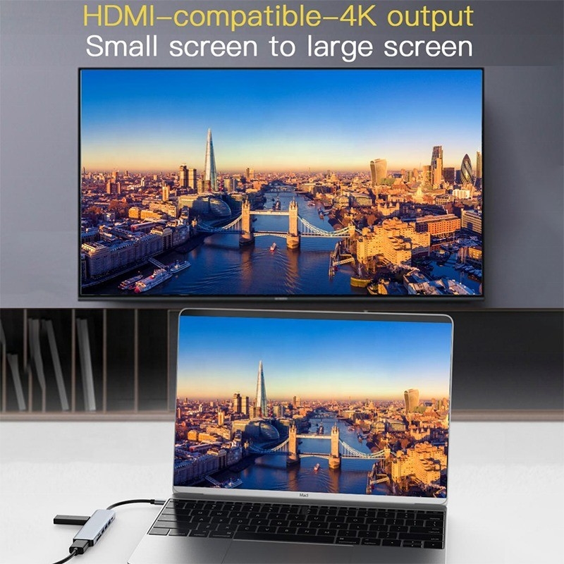 Type C Type-C Hub Multi Function Adapter để sạc truyền dữ liệu và đầu ra video