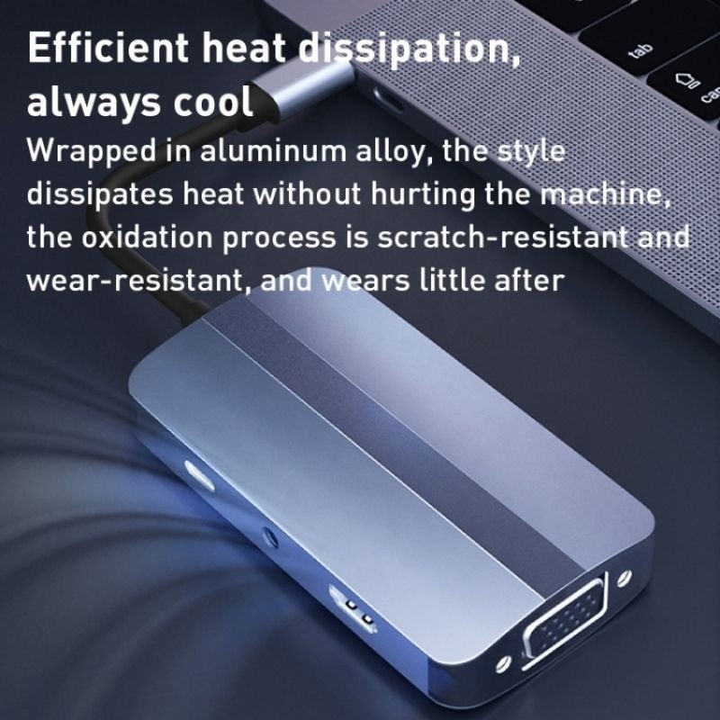 11 trong 1 USB-C Hub Type-C đến HDMI USB3.0 USB2.0 SD TF Adapter Hub với Card Reader