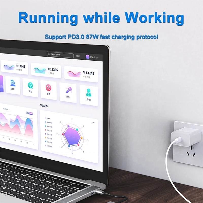 7 trong 1 USB C USB-C Hub cho Macbook Xám HDMI USB 3.0 USB2.0 RJ45 SD/TF Card Reader PD Output