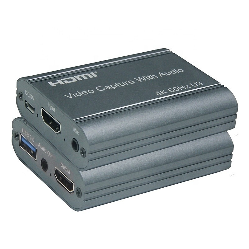 Thẻ chụp video chuyên nghiệp 4K 60Hz HDMI đến USB3.0 với đầu ra âm thanh và USB 3.0