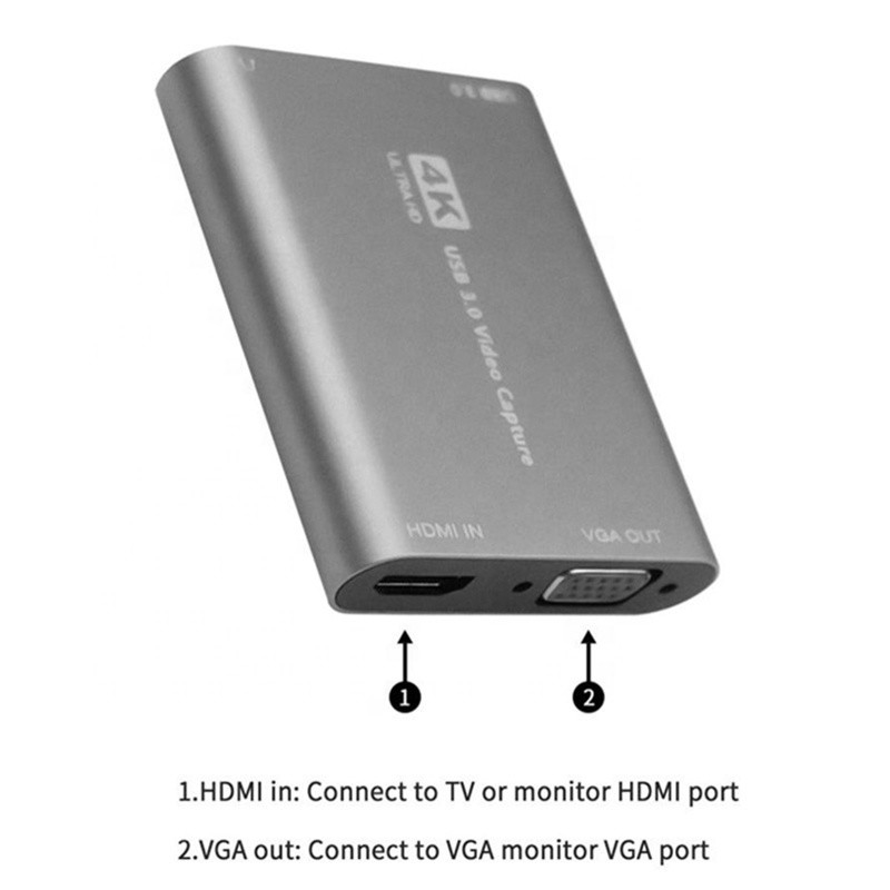 USB 3.0 HDMI Video Capture DVR Card Box Với Mic VGA Loop Out Cho Máy ảnh máy tính Xbox