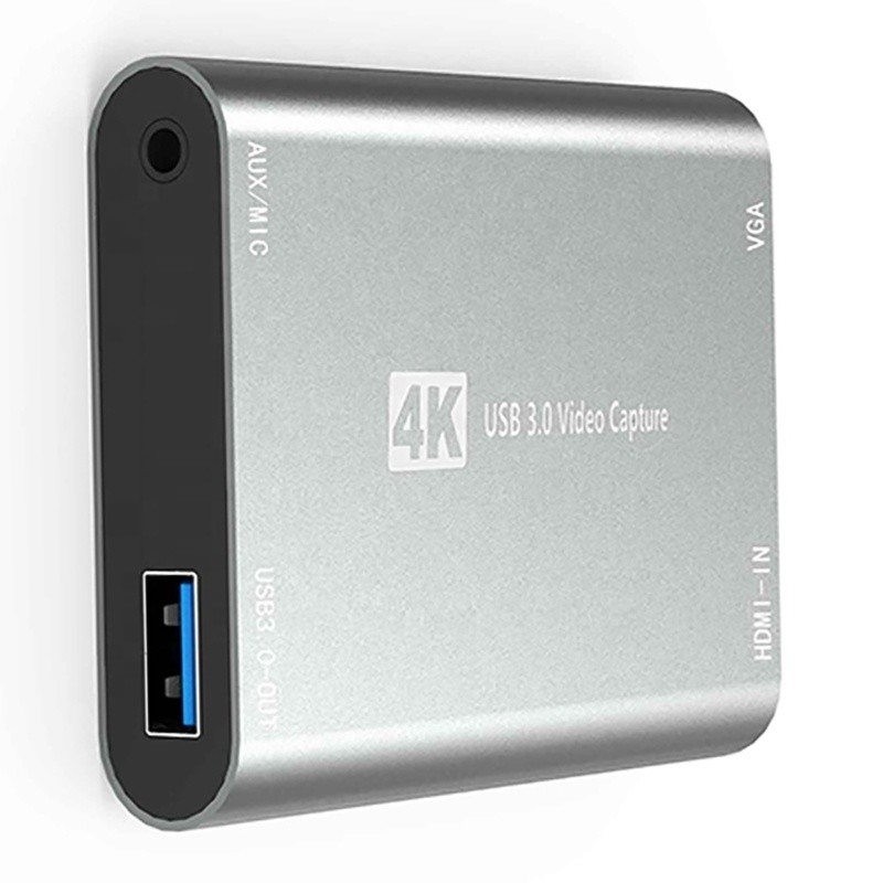 USB 3.0 HDMI Video Capture DVR Card Box Với Mic VGA Loop Out Cho Máy ảnh máy tính Xbox