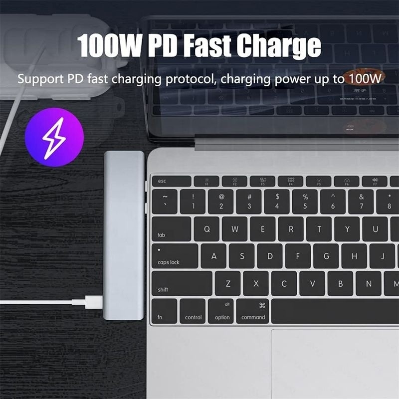 USB C Type C 7-In-1 Multiport Dock Hub Adapter với HDMI USB 3.0 USB 2.0 SD / TF PD Output