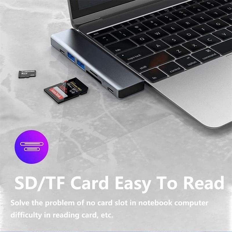 USB C Type C 7-In-1 Multiport Dock Hub Adapter với HDMI USB 3.0 USB 2.0 SD / TF PD Output