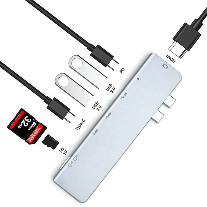 USB C Type C 4K 30Hz HDMI USB 3.0 TF SD Adapter Hub Docking Station cho Macbook Pro