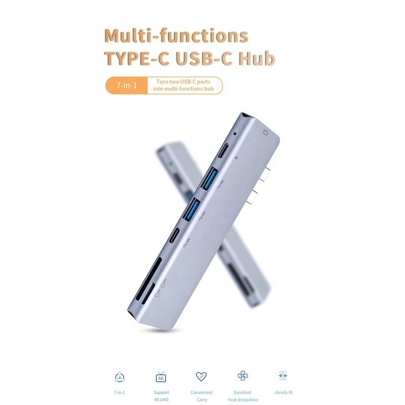 USB C Type C 4K 30Hz HDMI USB 3.0 TF SD Adapter Hub Docking Station cho Macbook Pro
