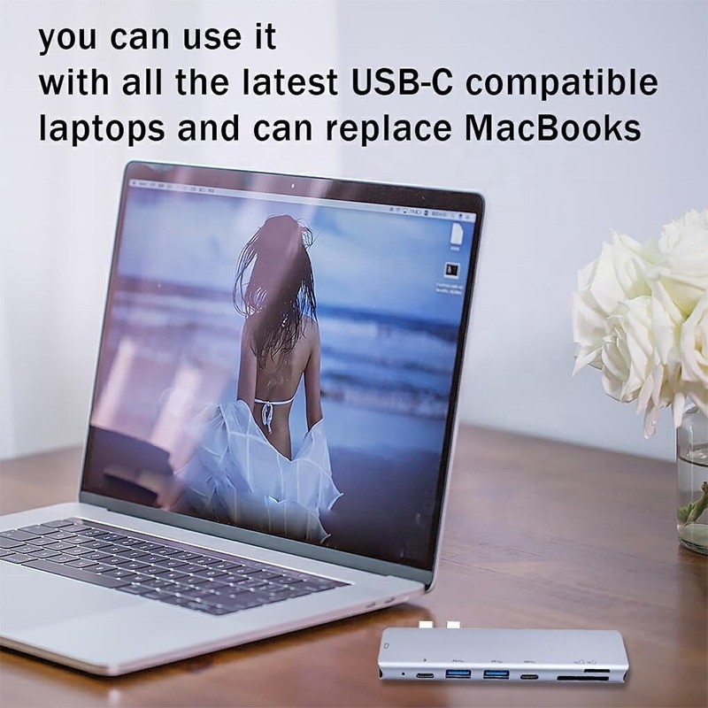 USB C Type C 4K 30Hz HDMI USB 3.0 TF SD Adapter Hub Docking Station cho Macbook Pro