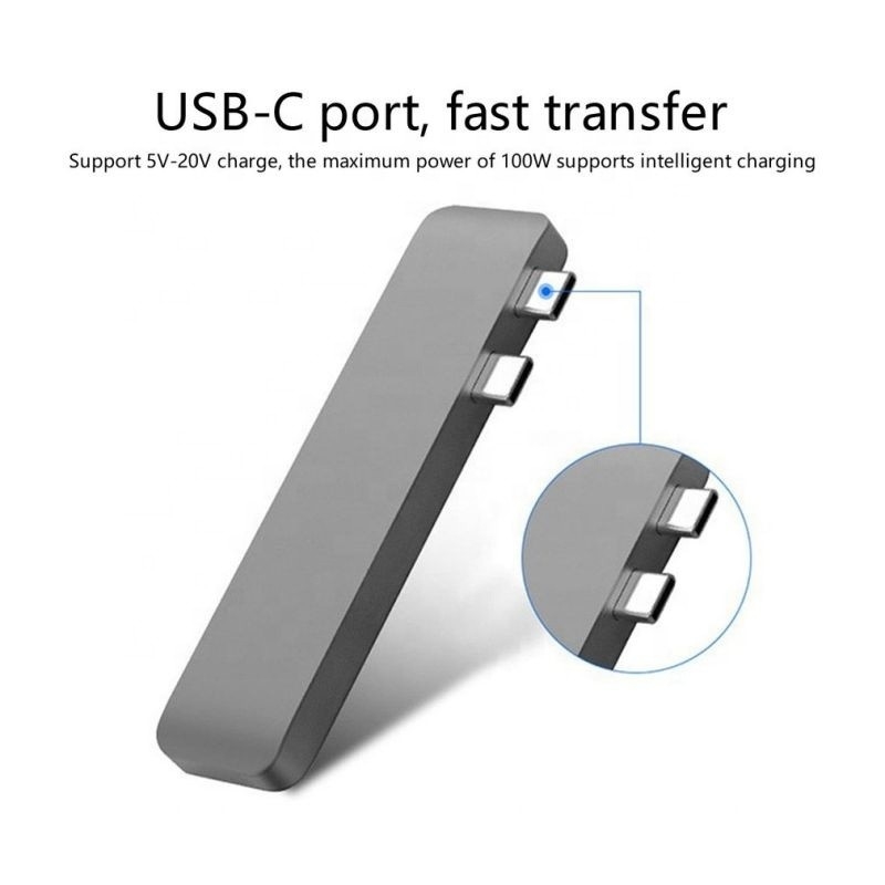 Trạm đậu nối 7-In-2 Hub với đầu vào nam kiểu C kép và kiểu giao diện USB 3.1
