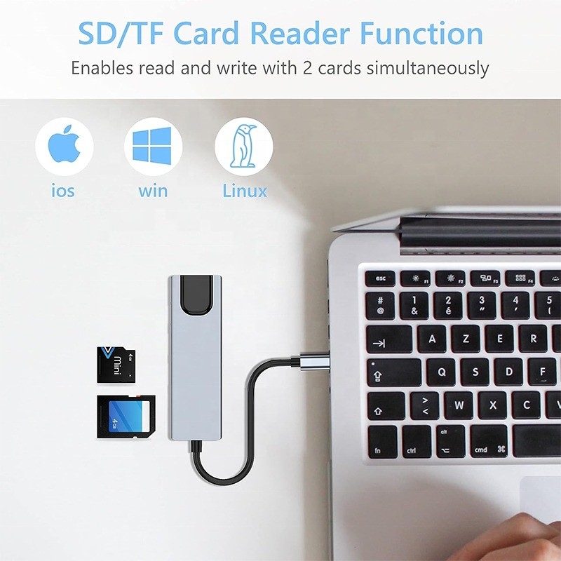 Trạm đậu nối USB C PD màu xám cho chức năng sạc máy tính xách tay