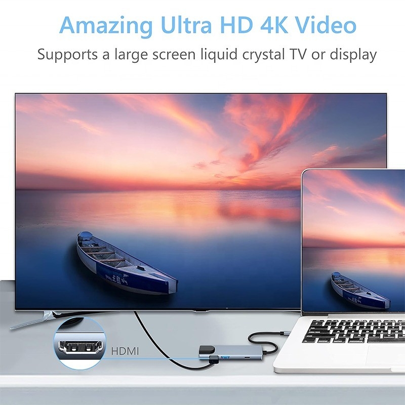 Trạm đậu nối USB C PD màu xám cho chức năng sạc máy tính xách tay