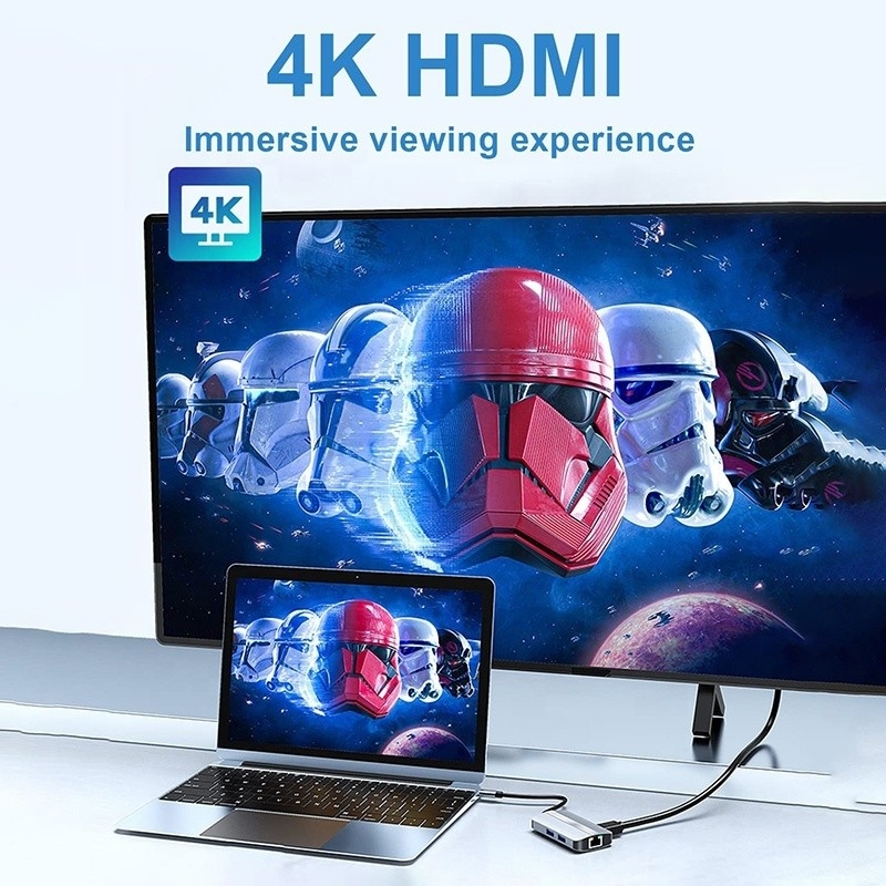 12-in-1 USB C Adapter OEM Multiport Hub với 4K HDMI USB 3.0 RJ45 Lan Ethernet