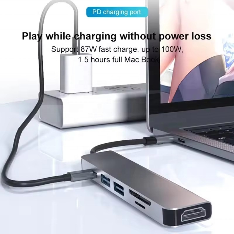 USB 3.1 Docking Station Hub với 4K HDMI USB3.0 TF SD Card Reader và sạc PD 87W