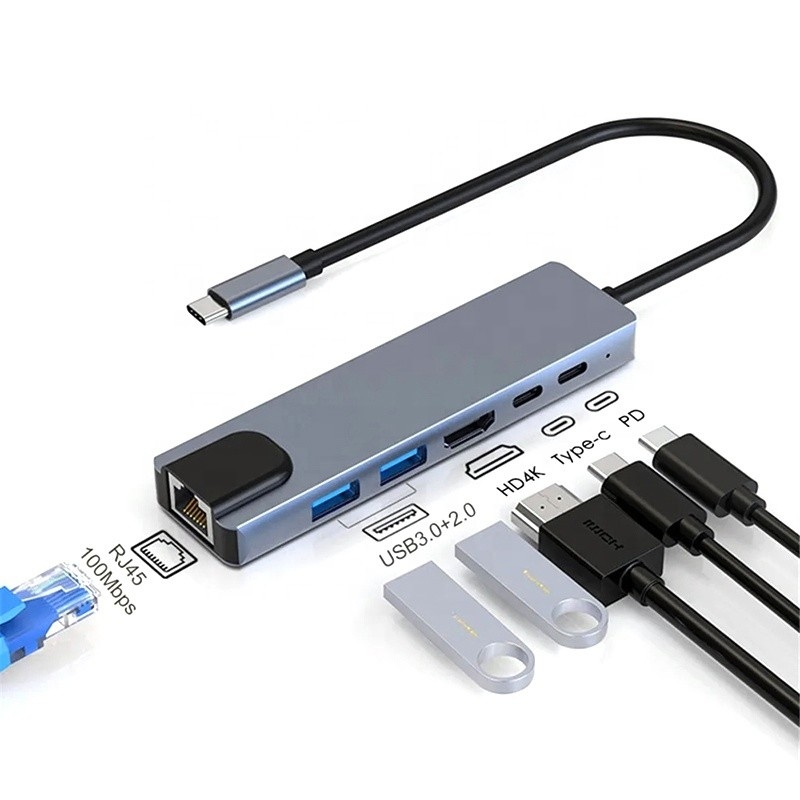 Sạc nhanh 16 In 1 Adapter USB C cho điện thoại di động Máy tính xách tay máy tính xách tay 4K HDMI RJ45 PD