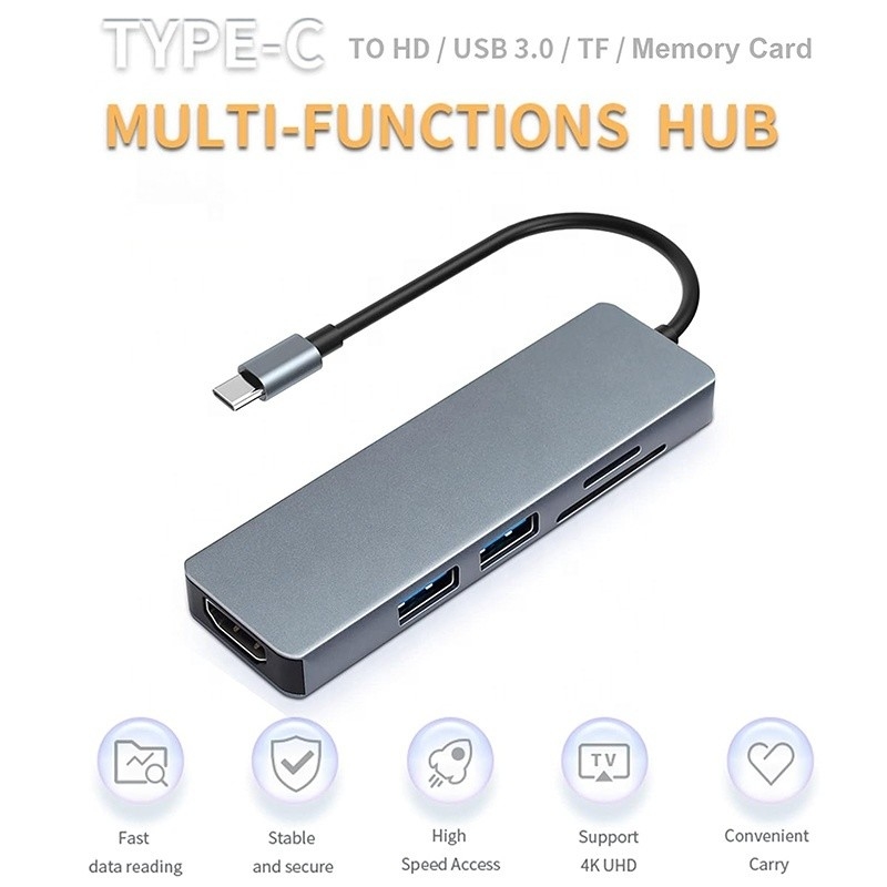 11 trong 1 USB-C Hub Type-C đến HDMI USB3.0 USB2.0 SD TF Adapter Hub với Card Reader