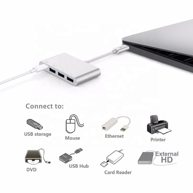 USB 3.1 Giao diện 4-In-1 Type C Hub Multiple Adapter Cho Chuyển dữ liệu nhanh