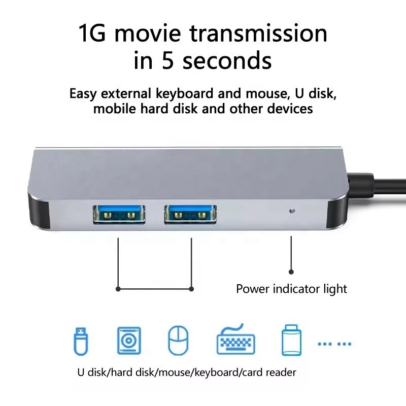 USB C Hub với 4K HDMI và tốc độ cao USB 3.0 tương thích với Windows Mac