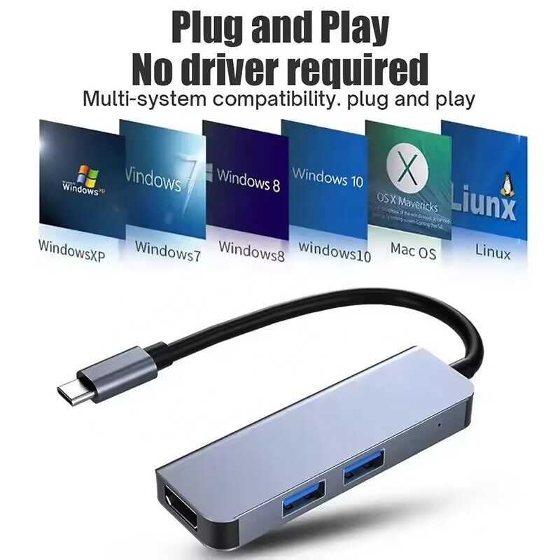 USB C Hub với 4K HDMI và tốc độ cao USB 3.0 tương thích với Windows Mac
