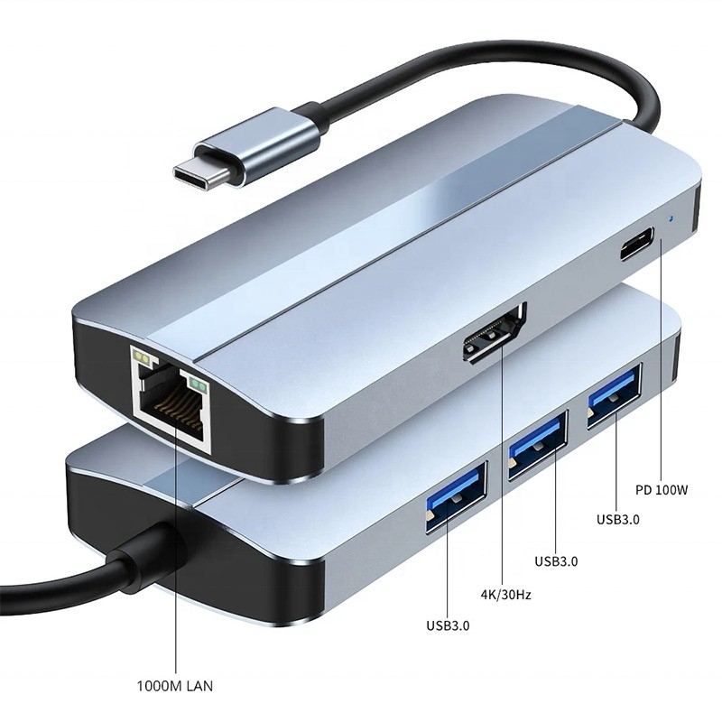 12-in-1 USB C Adapter OEM Multiport Hub với 4K HDMI USB 3.0 RJ45 Lan Ethernet