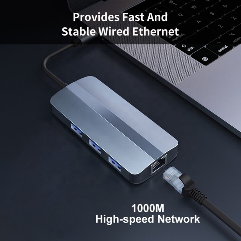 6 trong 1 USB A Hub 4K HDMI USB3.0 RJ45 1000Mbps PD Adapter sạc