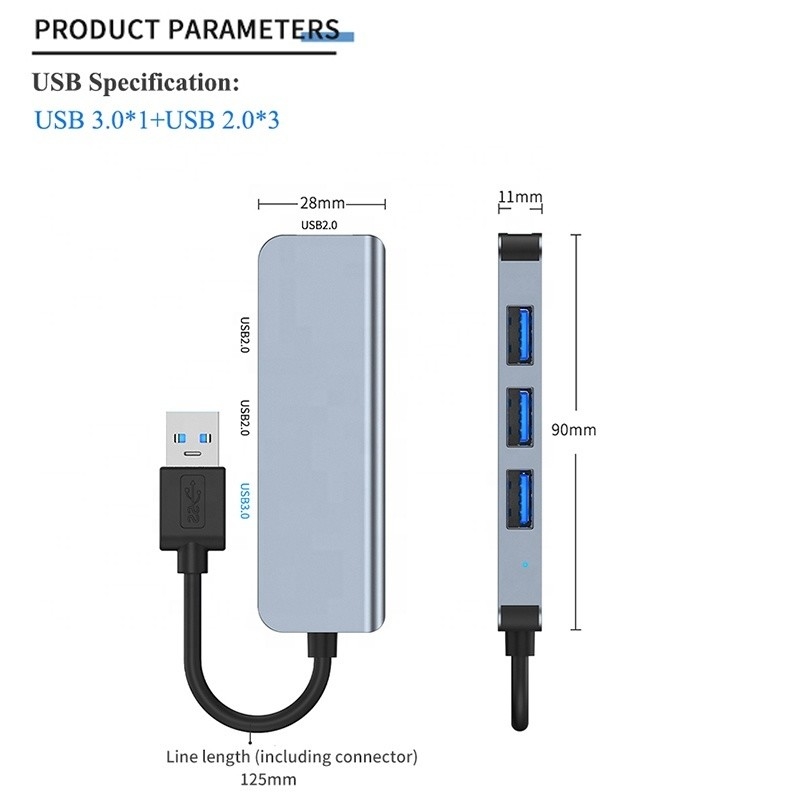USB 3.0 3x USB 2.0 Đầu Ra Nữ Hub 2-4 Cổng USB 3.0/2.0 Bộ mở rộng nhanh đa năng