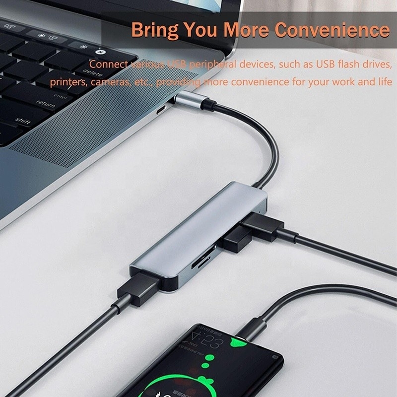 USB A/C Input USB 3.0 Type C Multiport Adapter Docking Station với SD/TF Card Reader