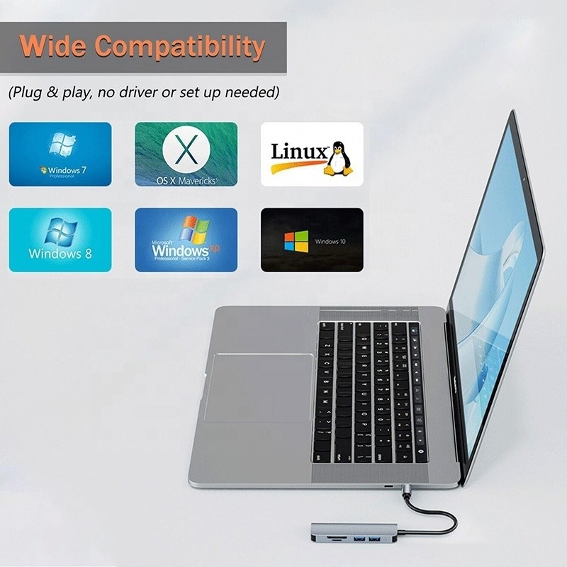 USB A/C Input USB 3.0 Type C Multiport Adapter Docking Station với SD/TF Card Reader
