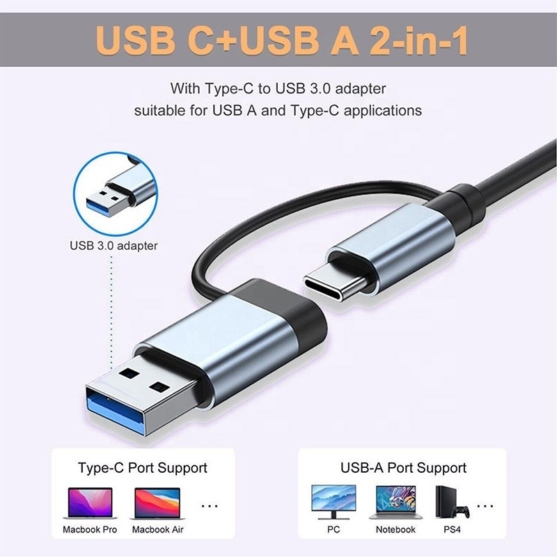 USB A/C Input USB 3.0 Type C Multiport Adapter Docking Station với SD/TF Card Reader