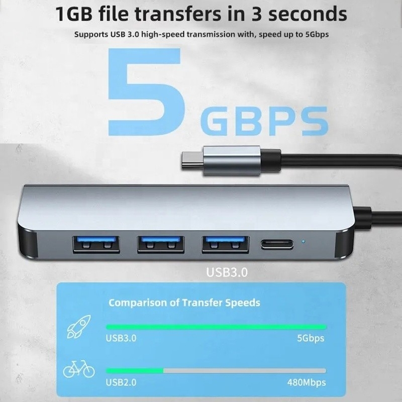 9-In-1 USB C Type C Adapter Hub với sạc 100W PD và đầu ra USB3.0 3 * USB2.0