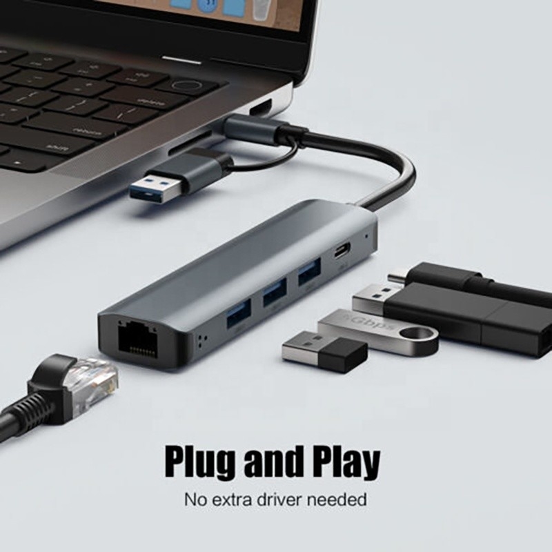 12-in-1 Multiport Adapter USB C Hub Docking Station Với Giao diện USB 3.1 Và RJ45 Gigabit Ethernet