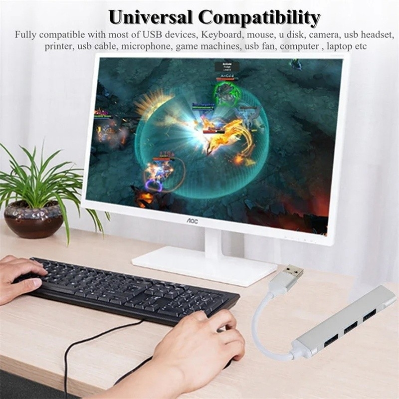 Aluminium 4 cổng USB Type-C đến USB 3.0 2.0 Data Hub để truyền dữ liệu tốc độ cao