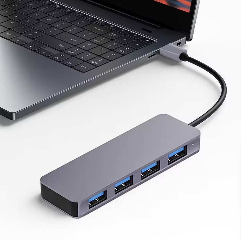 Tốc độ cao 4 cổng USB 3.0 HUB 5Gbps USB C di động với bộ điều hợp điện cho PC Mac Laptop