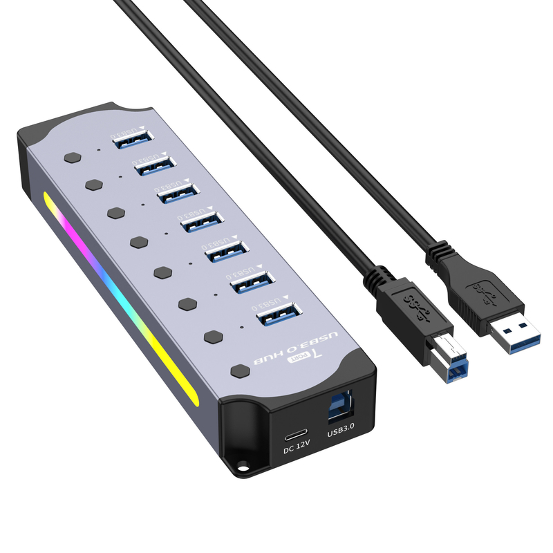 Logo tùy chỉnh được chấp nhận tốc độ USB 3.0 Hub với 7 cổng và thiết kế hợp kim nhôm