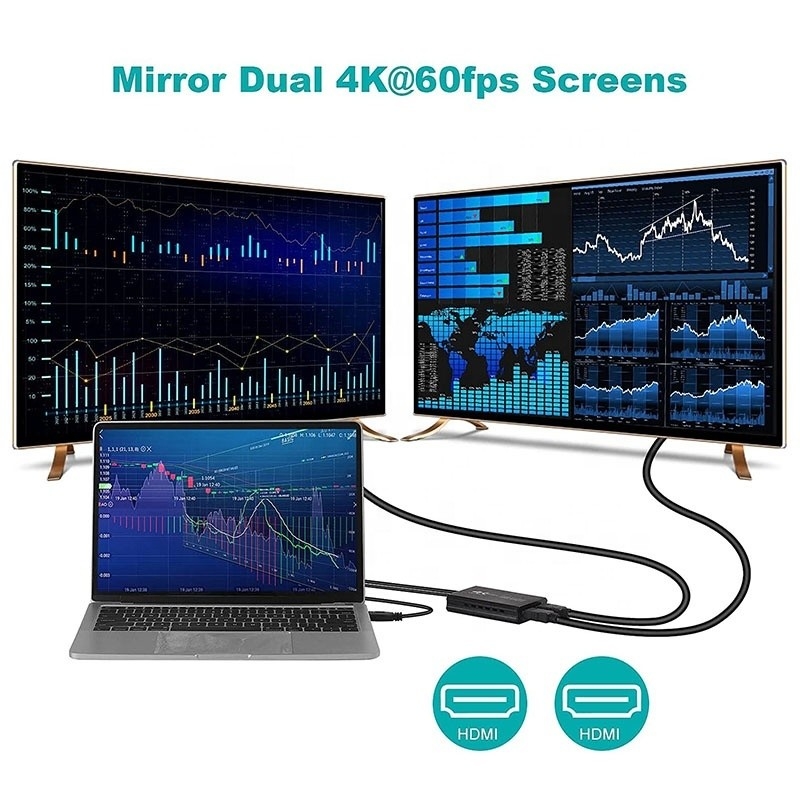Không được bảo vệ USB 3.0 Dual HDMI x2 Output Audio Converter Converter cho màn hình laptop