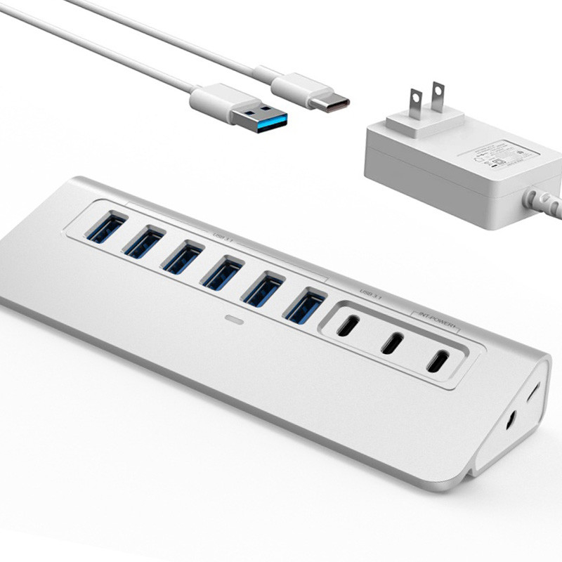 Bộ chứa nhôm hợp kim ABS USB-C Hub Multiport Adapter với cáp Ethernet và chức năng chuyển đổi loại
