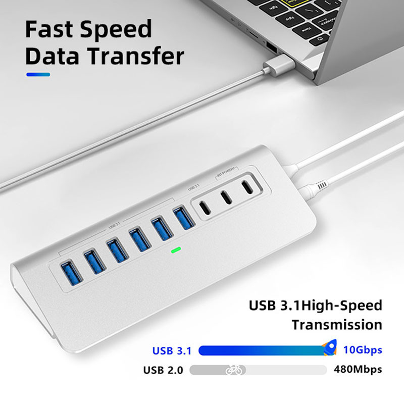 Bộ chứa nhôm hợp kim ABS USB-C Hub Multiport Adapter với cáp Ethernet và chức năng chuyển đổi loại