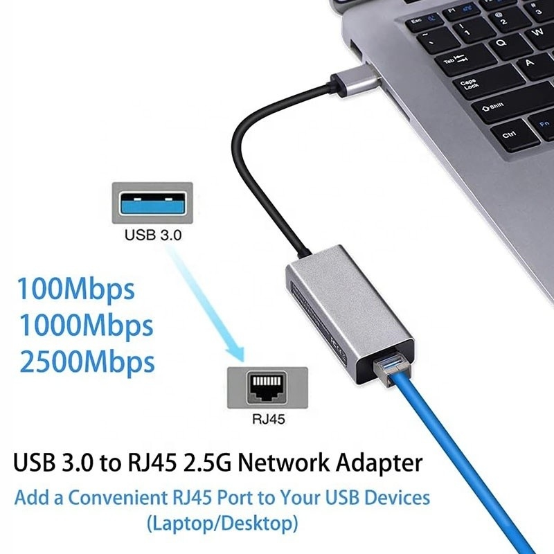 2500Mbps siêu tốc độ 2.5G USB 3.0 Network Card Adapter với 2.5G Gigabit Ethernet