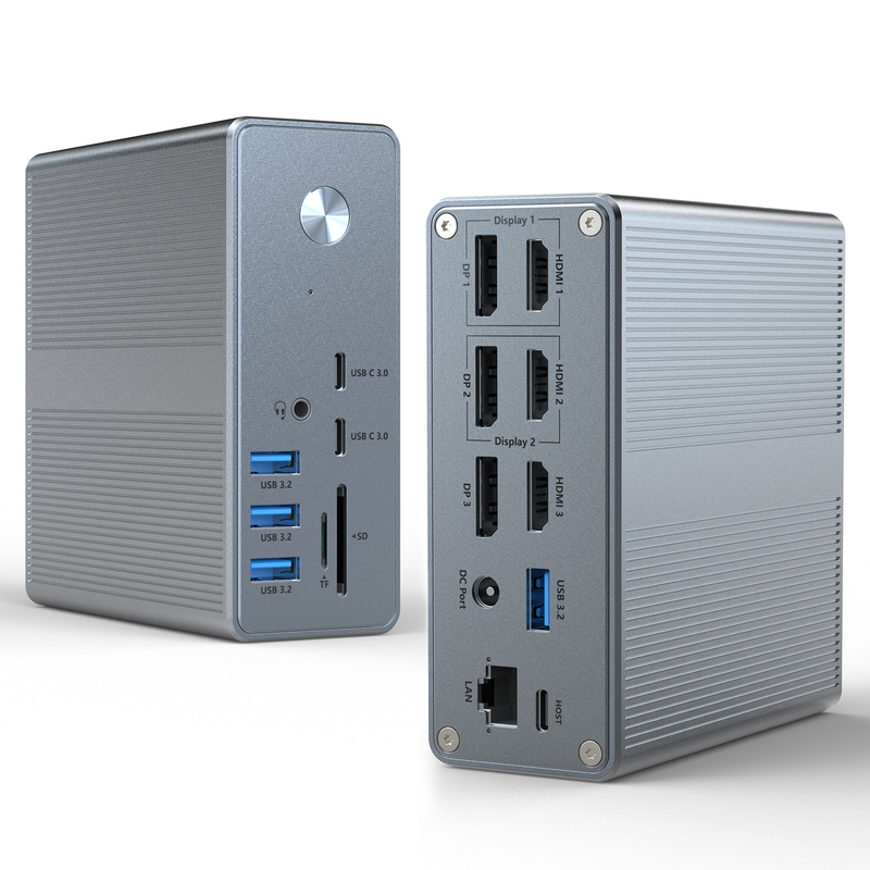 Đồng kim nhôm và vật liệu ABS Trạm dock USB C với kết nối đọc thẻ SD / TF Plug And Play
