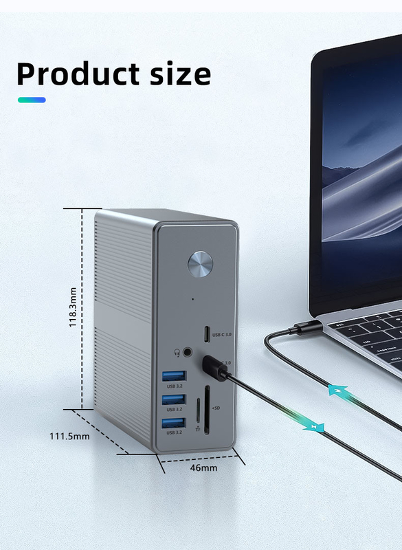 Đồng kim nhôm và vật liệu ABS Trạm dock USB C với kết nối đọc thẻ SD / TF Plug And Play