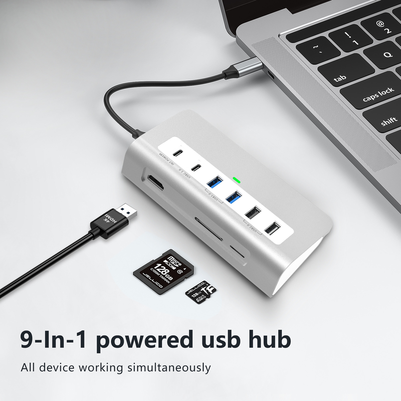 Các tính năng bổ sung 9 trong 1 Trạm dock USB-C với hướng dẫn sử dụng và thiết kế nhỏ gọn bao gồm