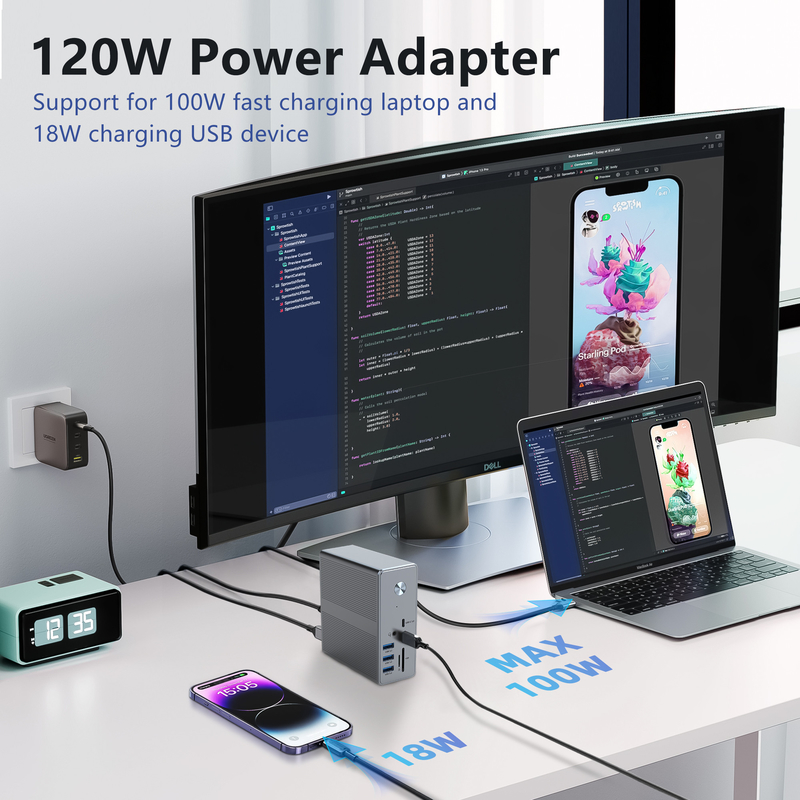 DC36-X1 Thunderbolt Docking với hỗ trợ màn hình 60Hz/30Hz và tốc độ truyền dữ liệu lên đến 10Gbps