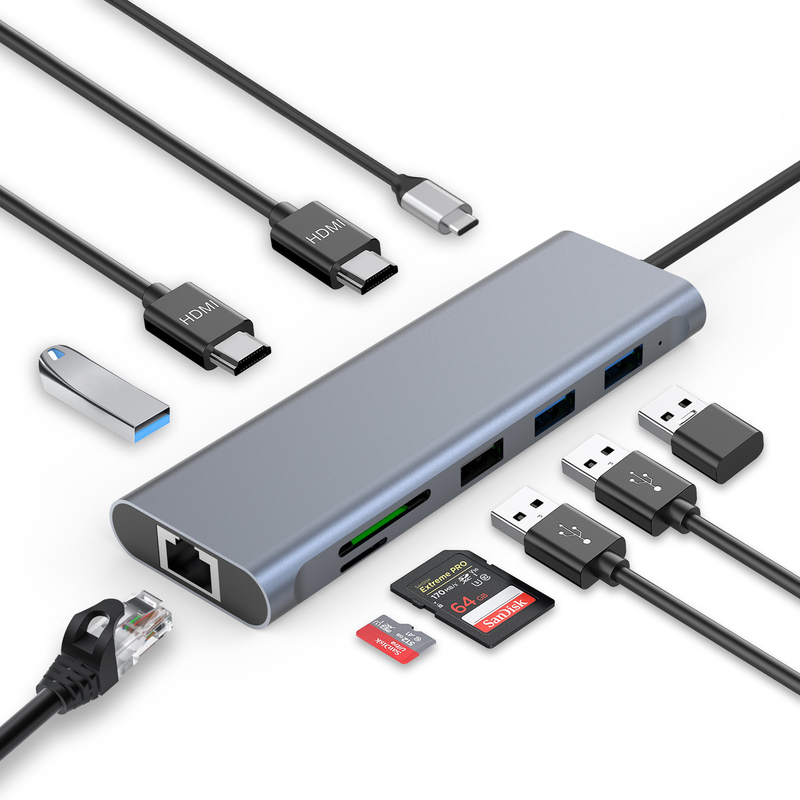 Type C USB Multi Port Hub Adapter USB Type-C có cổng USB 3.0 và RU6A-H2